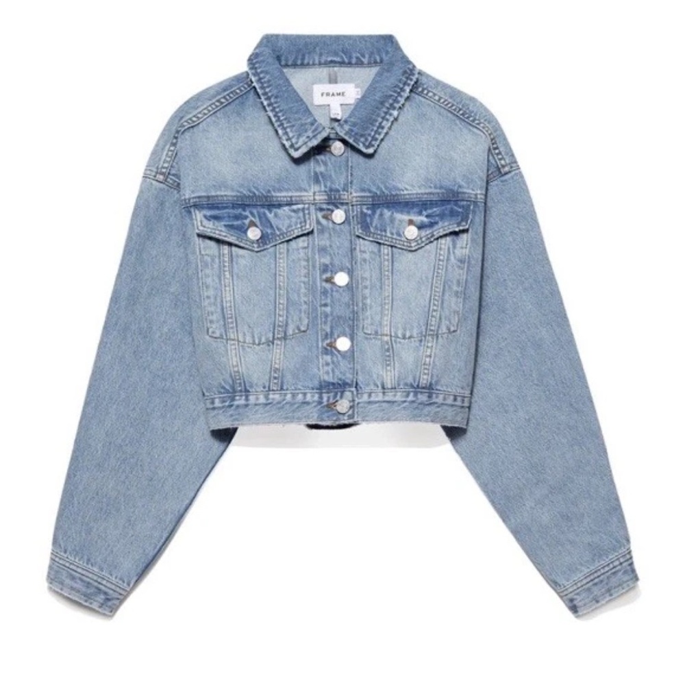 BNWT Frame Le Cropped Oversized Denim Jacket Size XS